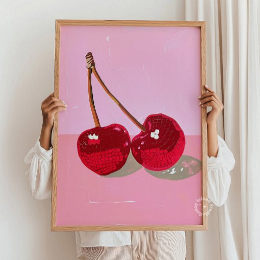 Diskothek Kirschen Wand an Wand - Retro Kunstvoll  Poster