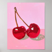 Diskothek Kirschen Wand an Wand - Retro Kunstvoll  Poster (Vorne)