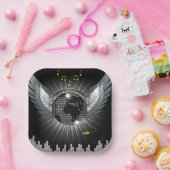 Diskothek mit Flügeln Pappteller (Party)