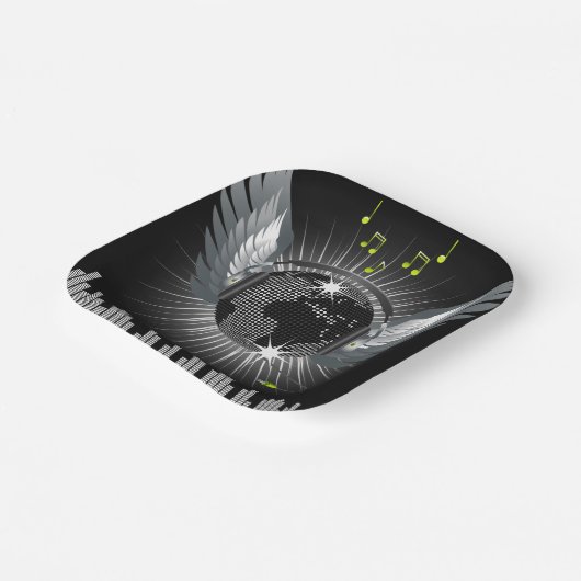 Diskothek mit Flügeln Pappteller (Gewinkelt)