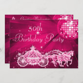 Diskothek, Princess Coach & Horses 50. Geburtstag Einladung (Vorne/Hinten)