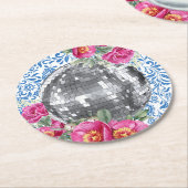 Diskothek Rosa Blumenstrauß Tile Runder Pappuntersetzer (Angewinkelt)