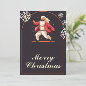 Diskothek Santa Claus Cartoon Feiertagskarte (Stehend Vorderseite)