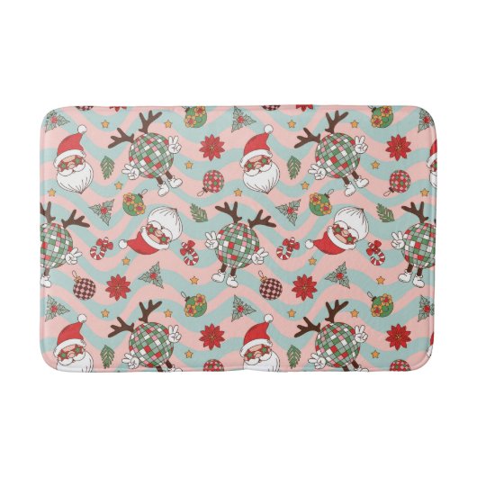 Diskothek Santa und Reindeer Urlaubsmuster Badematte (Vorderseite)