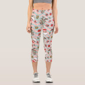 Diskothek Santa und Reindeer Urlaubsmuster Capri Leggings (Vorderseite)