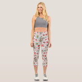 Diskothek Santa und Reindeer Urlaubsmuster Capri Leggings (Vorderseite)