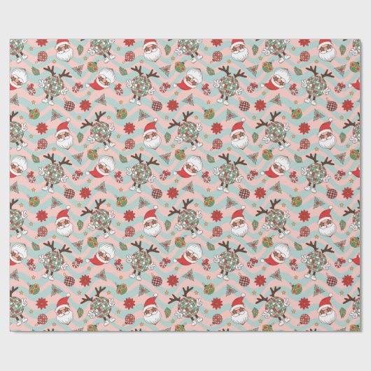 Diskothek Santa und Reindeer Urlaubsmuster Geschenkpapier (Flach)