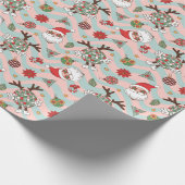 Diskothek Santa und Reindeer Urlaubsmuster Geschenkpapier (Ecke)