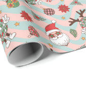 Diskothek Santa und Reindeer Urlaubsmuster Geschenkpapier (Rolleneckpunkt)