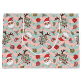 Diskothek Santa und Reindeer Urlaubsmuster Große Geschenktüte (Vorderseite)