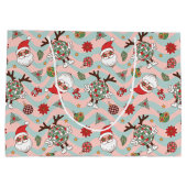 Diskothek Santa und Reindeer Urlaubsmuster Große Geschenktüte (Rückseite)