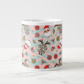 Diskothek Santa und Reindeer Urlaubsmuster Jumbo-Tasse (Vorderseite)