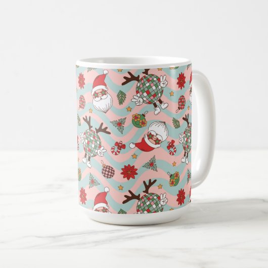 Diskothek Santa und Reindeer Urlaubsmuster Kaffeetasse (VorderseiteRechts)