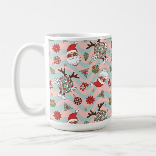 Diskothek Santa und Reindeer Urlaubsmuster Kaffeetasse (Links)