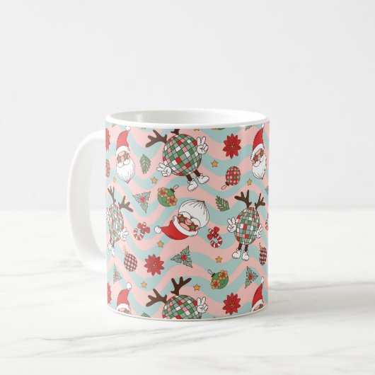 Diskothek Santa und Reindeer Urlaubsmuster Kaffeetasse (Vorderseite Links)