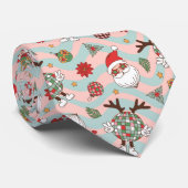 Diskothek Santa und Reindeer Urlaubsmuster Krawatte (Gerollt)