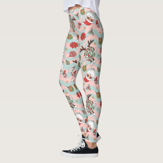 Diskothek Santa und Reindeer Urlaubsmuster Leggings (Links)