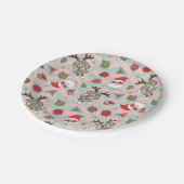 Diskothek Santa und Reindeer Urlaubsmuster Pappteller (Schrägansicht)