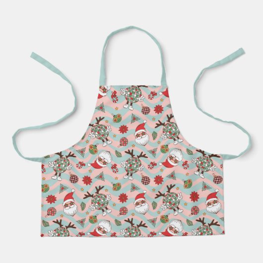 Diskothek Santa und Reindeer Urlaubsmuster Schürze (Vorderseite)