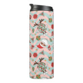 Diskothek Santa und Reindeer Urlaubsmuster Thermosbecher (Nach rechts gedreht)