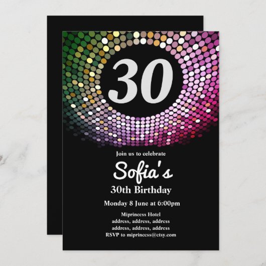 Diskothek, Vintag, Tanzabend Einladung (Vorne/Hinten)