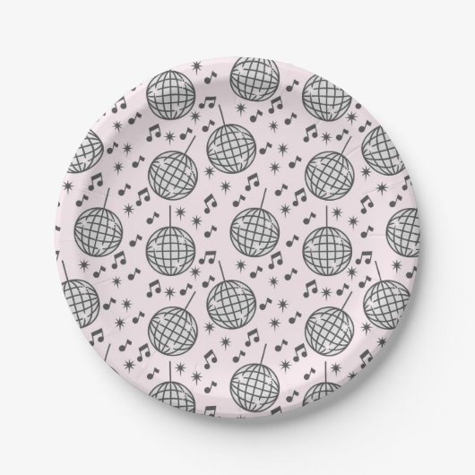 Diskotheken und Musiknoten Pappteller (Vorderseite)