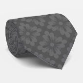 Diskrete Abstrakte graue Blume Muster Neck Tie Krawatte (Gerollt)