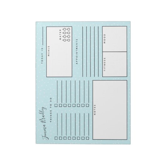 Diskreter weißer Dots Blue Daily Organiser Notizblock (Rotiert)