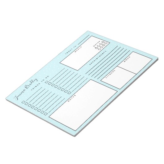 Diskreter weißer Dots Blue Daily Organiser Notizblock (angewinkelt)