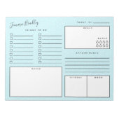 Diskreter weißer Dots Blue Daily Organiser Notizblock (Vorderseite)