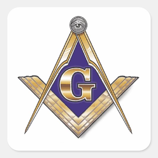 Diskretes blaues Quadrat u. Kompassse Quadratischer Aufkleber (Vorderseite)