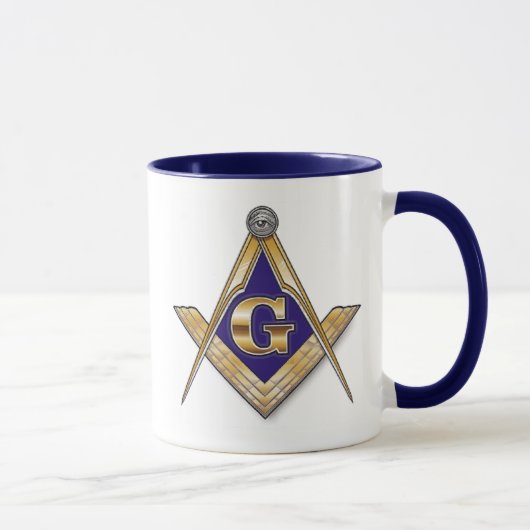Diskretes blaues Quadrat u. Kompassse Tasse (Rechts)