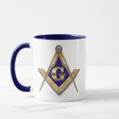 Diskretes blaues Quadrat u. Kompassse Tasse (Links)