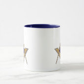Diskretes blaues Quadrat u. Kompassse Tasse (Zentrum)