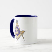 Diskretes blaues Quadrat u. Kompassse Tasse (Vorderseite Links)