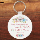 Diskretes Gehörloses schweres Gehör blumenreicher Schlüsselanhänger (Vorderseite)