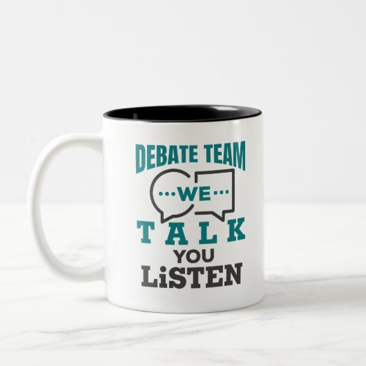 Diskussionsteam, das wir sprechen zweifarbige tasse (Links)