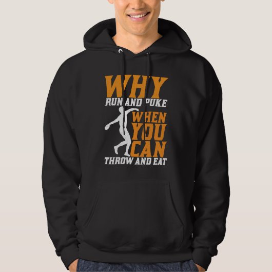 Diskuswerfer Warum Laufen Und Kotzen Diskuswerfen Hoodie (Vorderseite)