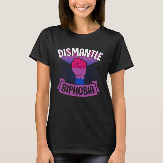 Dismantle Biphobia Protest Fist Bisexual Pride Aes T-Shirt (Vorderseite)