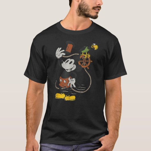 Disney 100 Mickey Mouse Steamboat Willie and Parro T-Shirt (Vorderseite)