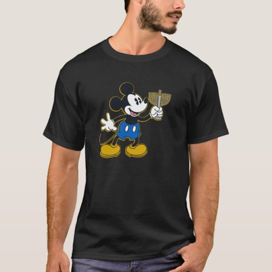 Disney Mickey Mouse Hanukkah Menorah Happy Holiday T-Shirt (Vorderseite)