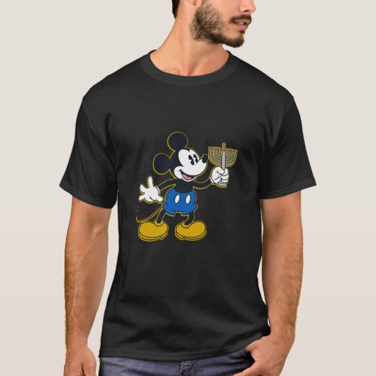 Disney Mickey Mouse Hanukkah Menorah Happy Holiday T-Shirt (Vorderseite)