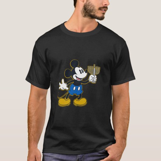 Disney Mickey Mouse Hanukkah Menorah Happy Holiday T-Shirt (Vorderseite)
