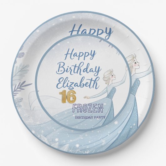 Disney's Frozen Elsa Birthday personalize name Pap Pappteller (Vorderseite)