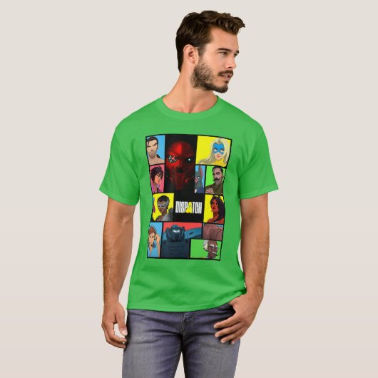 Dispatch Video Game Collage Design retro T-Shirt (Vorne ganz)