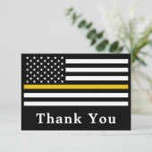Dispatcher 911 Emergency Police Thin Gold Line Dankeskarte (Stehend Vorderseite)