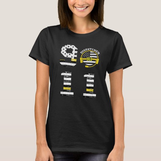 Dispatcher 911 Operator Thin Yellow Line Liebe Dis T-Shirt (Vorderseite)