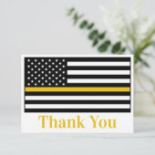 Dispatcher 911 Police Fire Thin Gold Line Dankeskarte (Stehend Vorderseite)