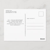 Dispatcher 911 Police Thin Gold Line Vielen Dank Postkarte (Rückseite)