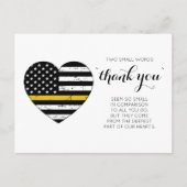 Dispatcher 911 Police Thin Gold Line Vielen Dank Postkarte (Vorderseite)